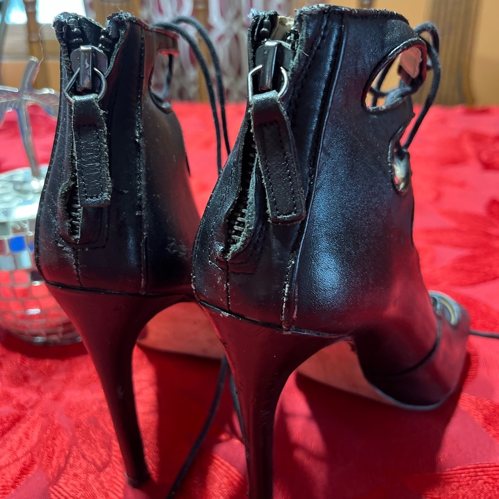 Zara Black Gladiator Lace-Up Stiletto Sandals - Picture 4 of 6